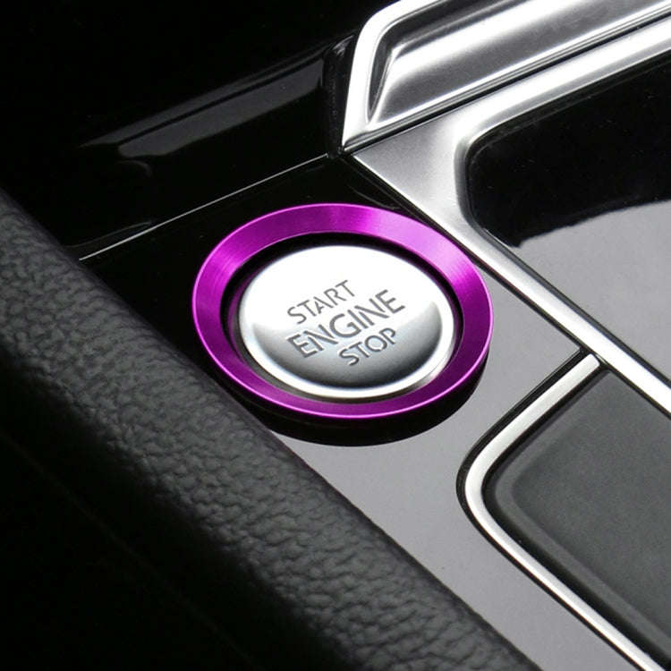 Car Engine Start Key Push Button Ring Trim Aluminum Alloy Sticker Decoration for Volkswagen(Purple)