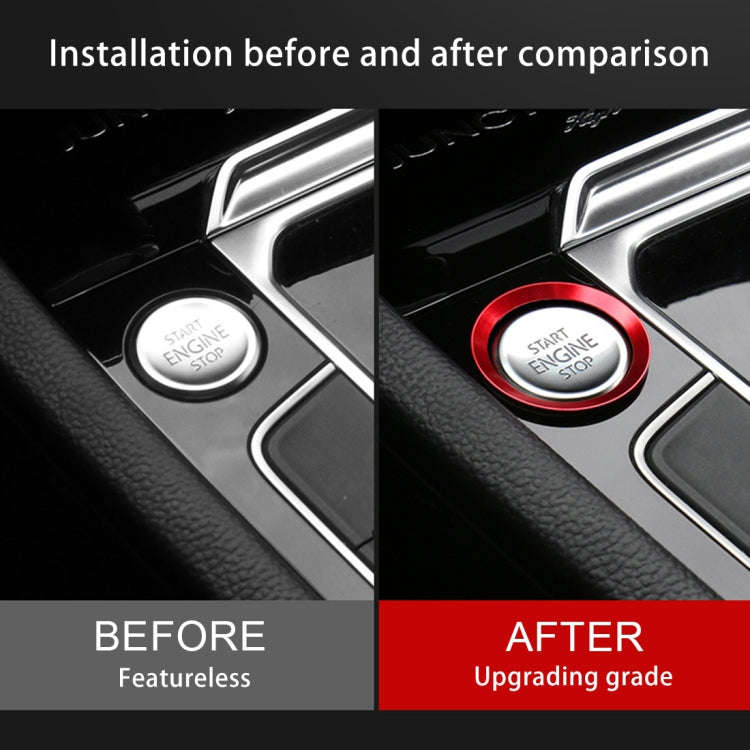 Car Engine Start Key Push Button Ring Trim Aluminum Alloy Sticker Decoration for Volkswagen(Red)