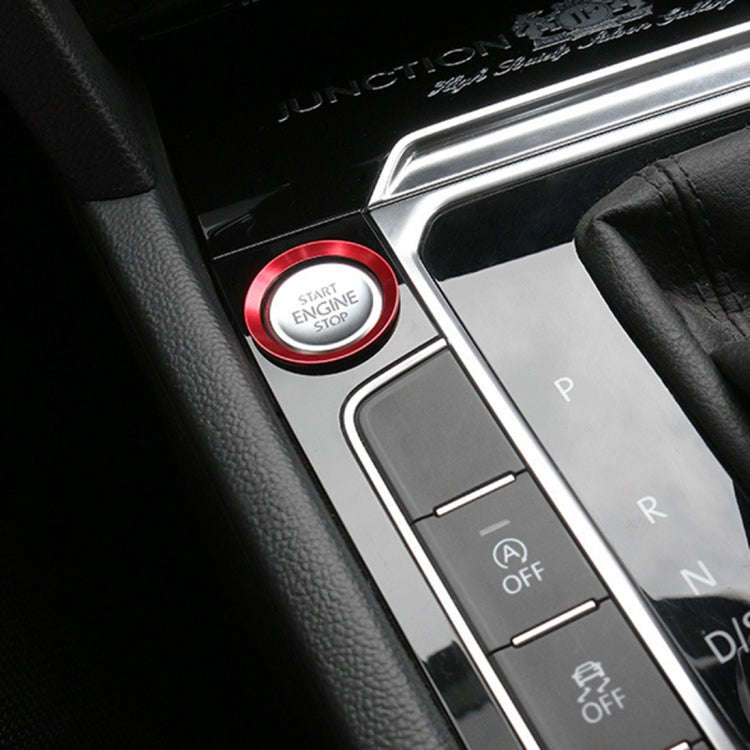 Car Engine Start Key Push Button Ring Trim Aluminum Alloy Sticker Decoration for Volkswagen(Red)