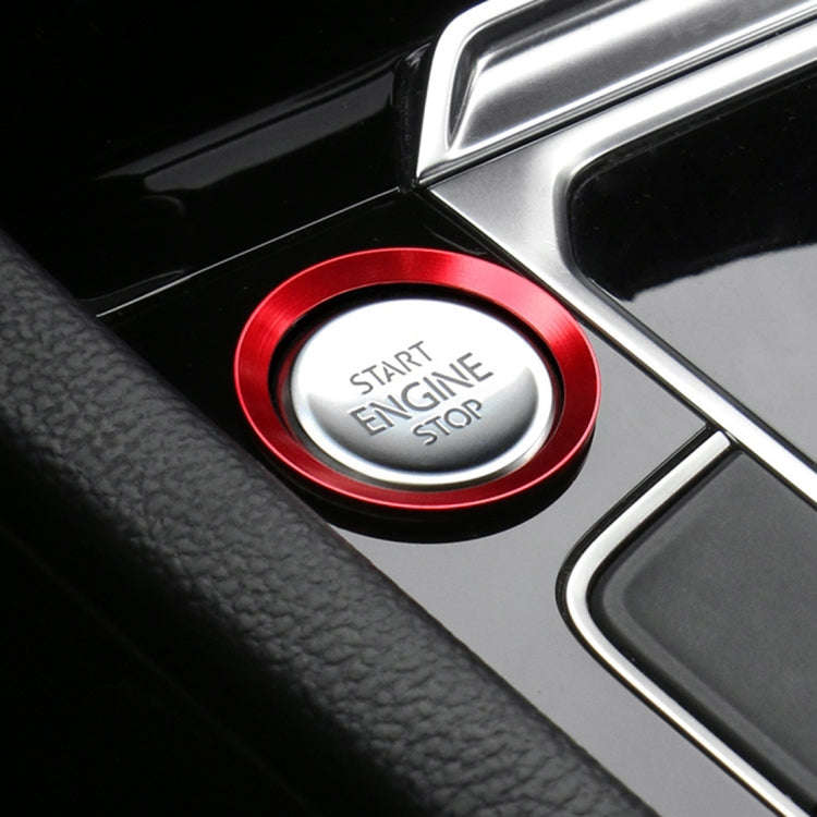 Car Engine Start Key Push Button Ring Trim Aluminum Alloy Sticker Decoration for Volkswagen(Red)