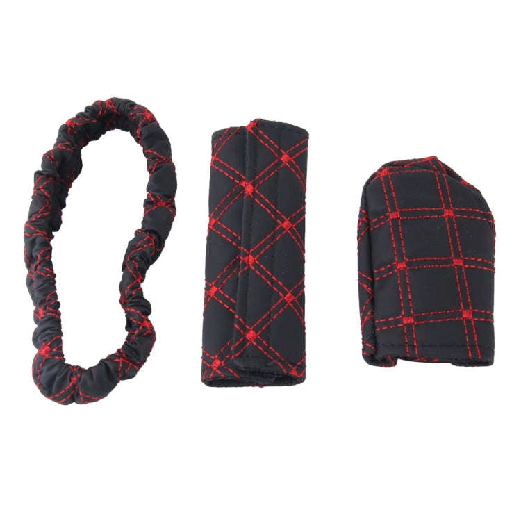 3 PCS Car Hand Brake Cover Shift Knob Gear Stick Cushion Sets Rear View Mirror Sets Cover Car Acc...