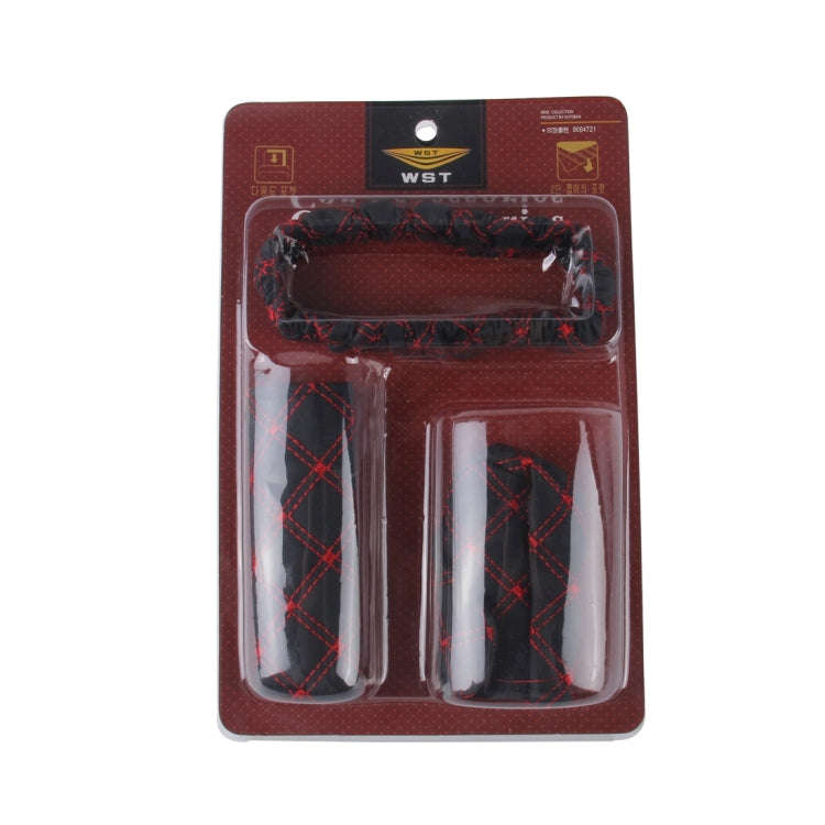 3 PCS Car Hand Brake Cover Shift Knob Gear Stick Cushion Sets Rear View Mirror Sets Cover Car Acc...