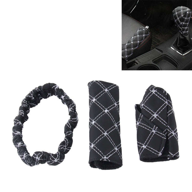 3 PCS Car Hand Brake Cover Shift Knob Gear Stick Cushion Sets Rear View Mirror Sets Cover Car Acc...