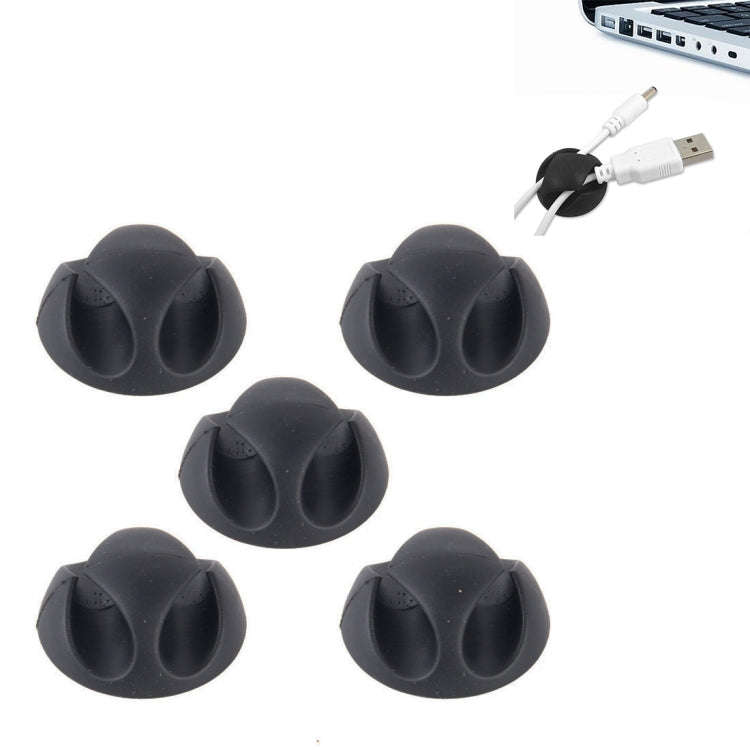 5 PCS Double Hole Cable Clips, Cable Management System and Cord Organizer Solution(Black)