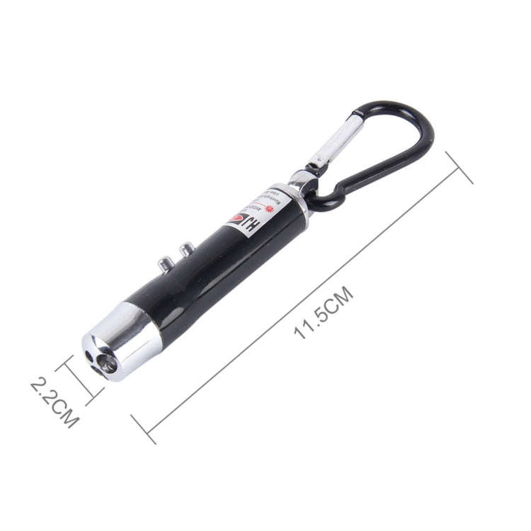 2pcs Outdoor Keychain Metal Shell Mini LED Flashlight Laser Light with Money Detecting(Black)
