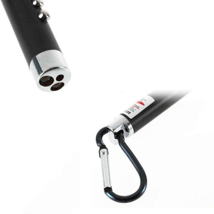 2pcs Outdoor Keychain Metal Shell Mini LED Flashlight Laser Light with Money Detecting(Black)