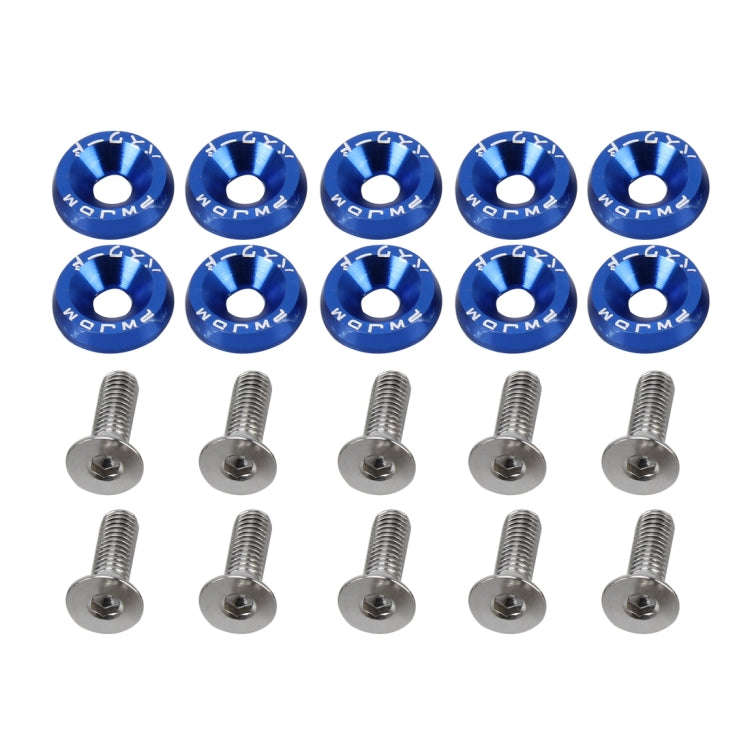 10 PCS Car Modified Screw Gaskets Bodywork Stainless Steel Gasket Bolts, Diameter: 19mm(Blue)
