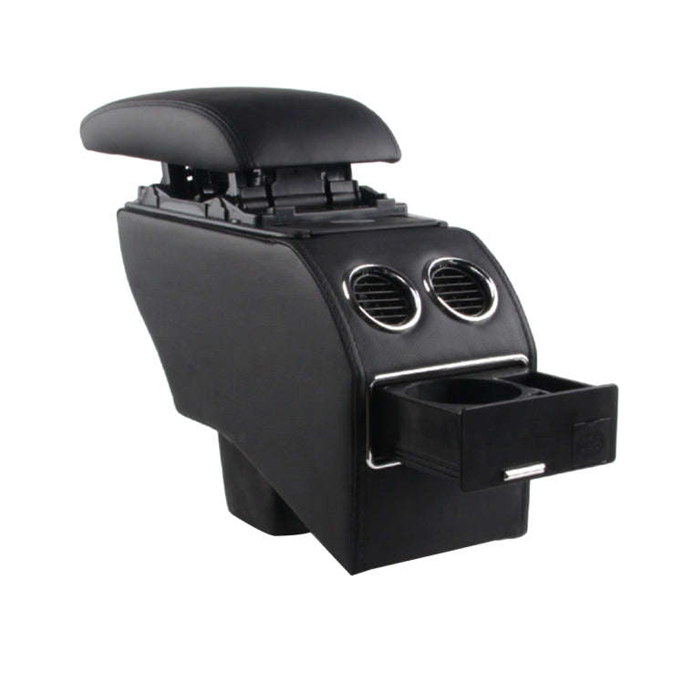 Car ABS Leather Wrapped Armrest Box, Fast Charge USB Holes and Cables for New Fit (Black Line wit...