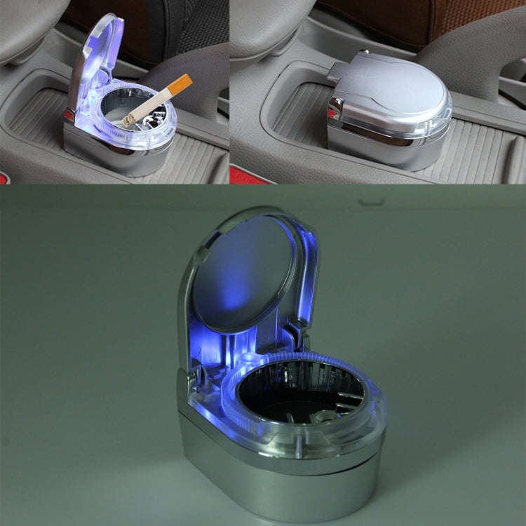 SHUNWEI SD-1201 Mini Portable Car Ashtray Blue LED Light for Dashboard Cigar Cigarette(Silver)