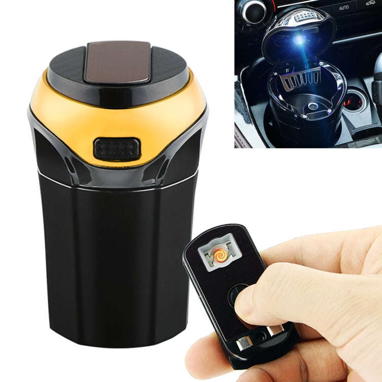 2 in 1 Universal Car Detachable Electronic Cigarette Lighter + Trash Rubbish Bin Ashtray(Gold)