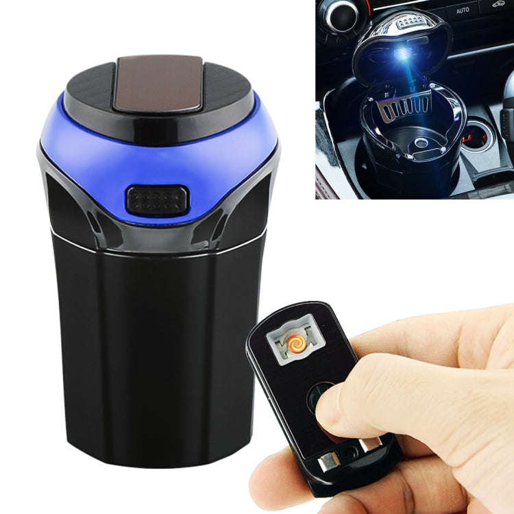 2 in 1 Universal Car Detachable Electronic Cigarette Lighter + Trash Rubbish Bin Ashtray(Blue)