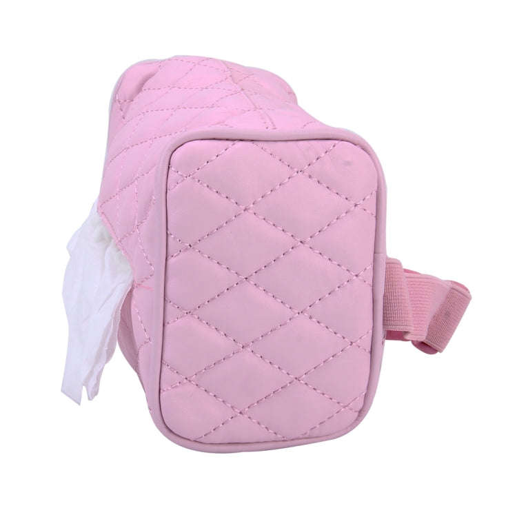 Car Auto Leather Sun Visor Backseat Hanger Tissue Box Paper Napkin Bag (Not Include Napkin)(Pink)