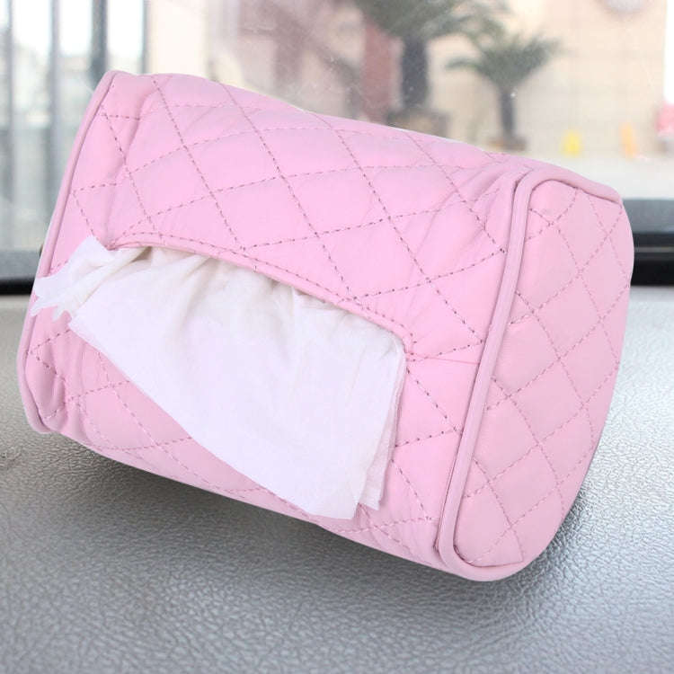 Car Auto Leather Sun Visor Backseat Hanger Tissue Box Paper Napkin Bag (Not Include Napkin)(Pink)