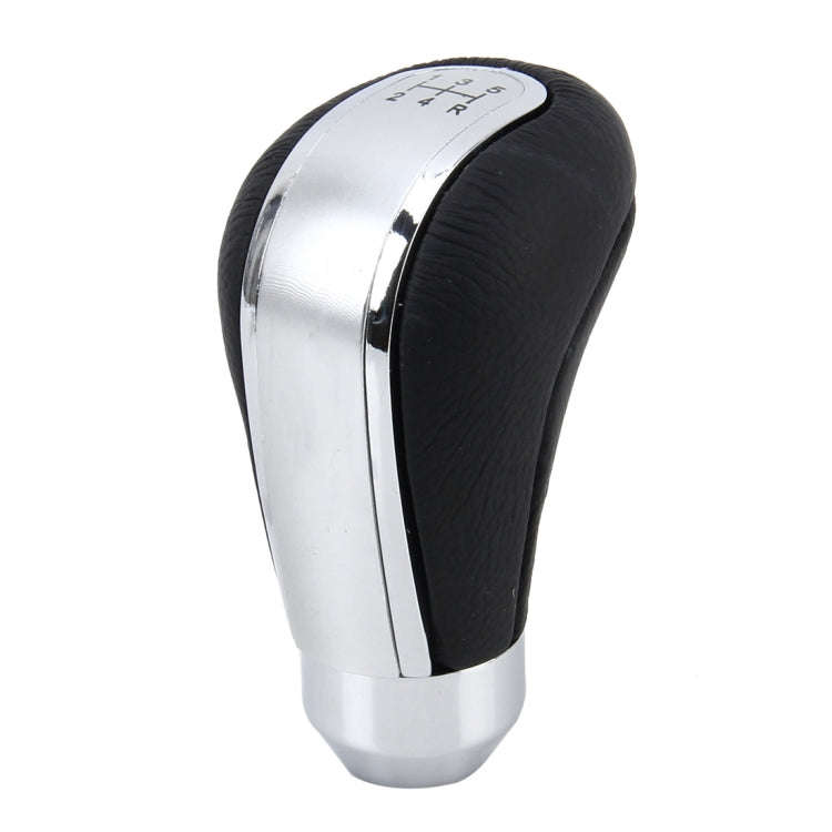 Universal Car Leather Metal Gear Shift Knob Modified Car Auto Transmission Shift Lever Knob(Silver)