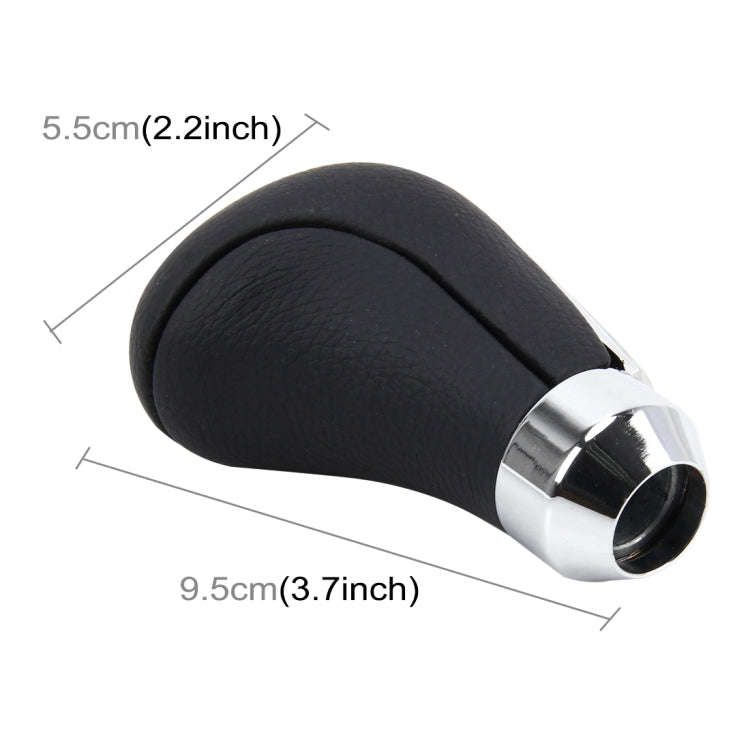 Universal Car Leather Metal Gear Shift Knob Modified Car Auto Transmission Shift Lever Knob(Silver)