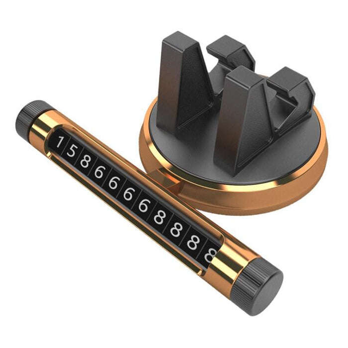 Multi-function Car Instrument Panel Mobile Phone Holder Temporary Parking Card(Gold)
