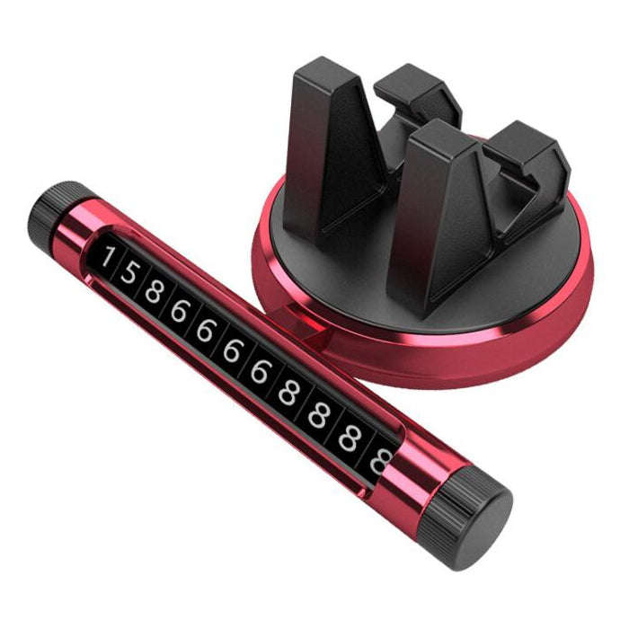 Multi-function Car Instrument Panel Mobile Phone Holder Temporary Parking Card(Red)