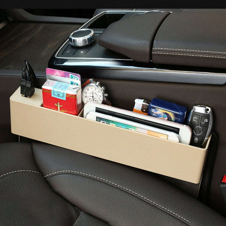 Universal Car Multi-functional Charger Console Side Pocket Seat Gap Side Storage Box, with 2 USB ...