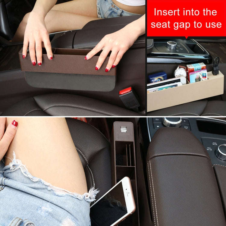 Universal Car Multi-functional Charger Console Side Pocket Seat Gap Side Storage Box, with 2 USB ...