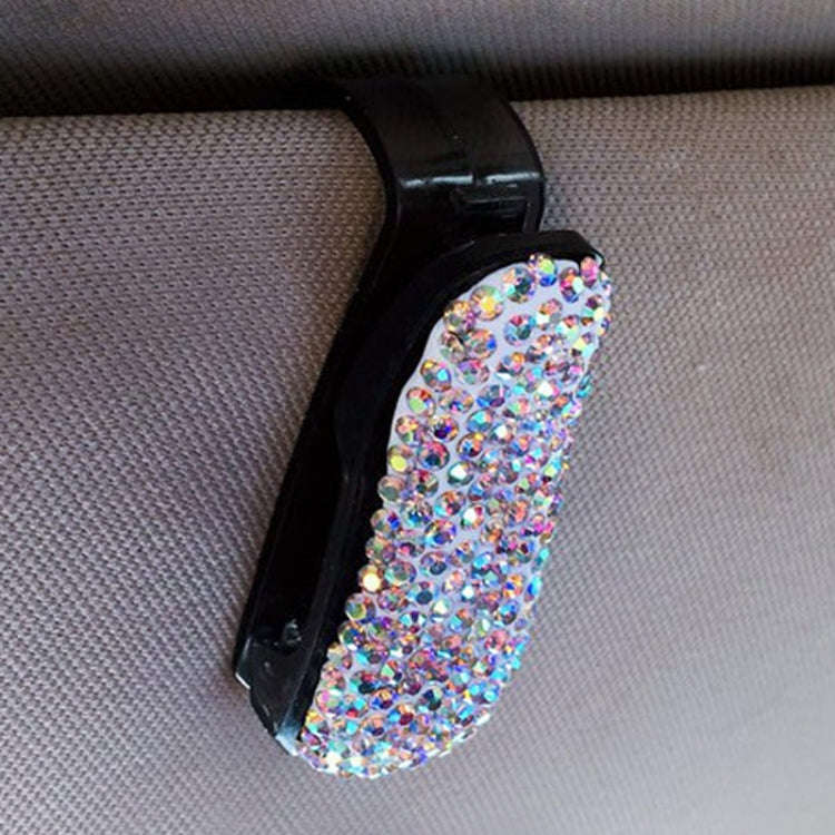 Car Mixed Color Diamond Mounted Glasses Bill Clip Holder (Colour)