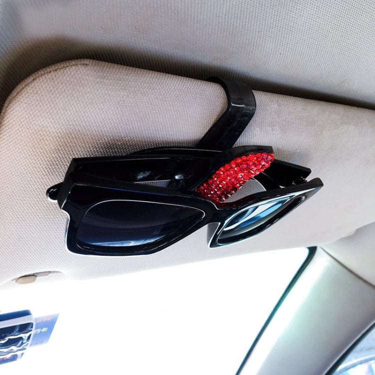 Car Pure Color Diamond Mounted Glasses Bill Clip Holder (Red)