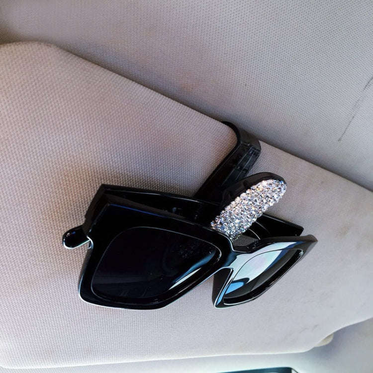 Car Pure Color Diamond Mounted Glasses Bill Clip Holder (White)