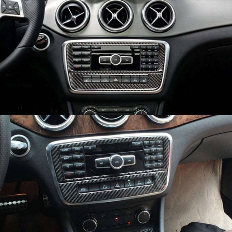 Car Carbon Fiber CD Panel Decorative Sticker for Mercedes-Benz GLA 2015-2018