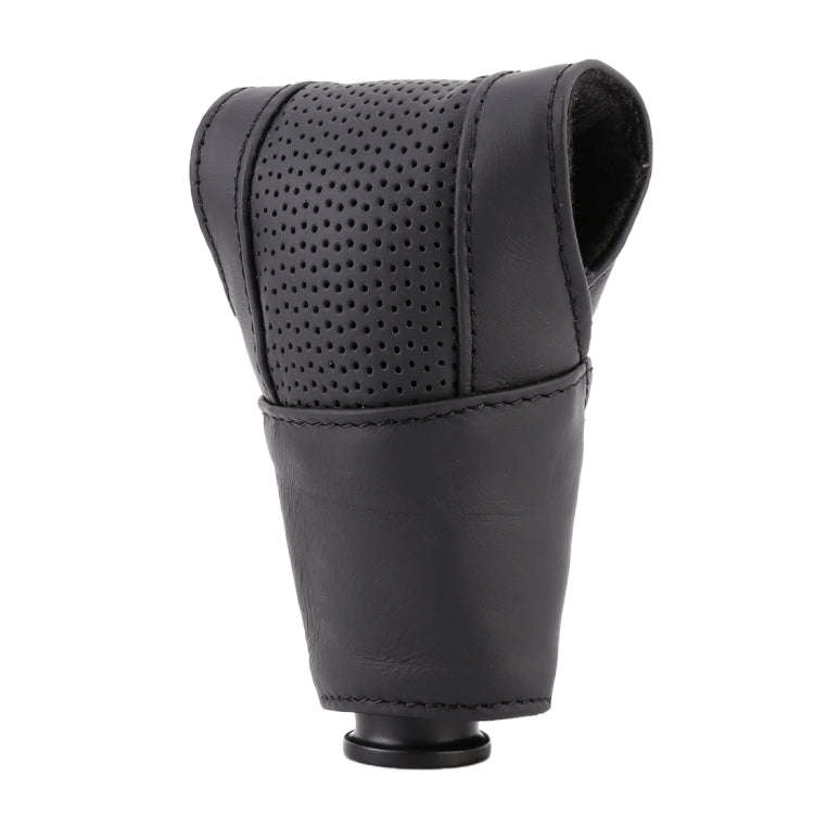 Universal Nonslip Breathable Genuine Leather Car Gear Shift Knob Cover(Black)