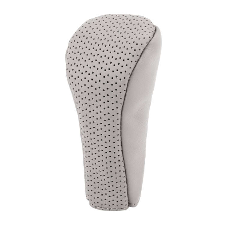 Universal Nonslip Breathable Genuine Leather Car Gear Shift Knob Cover(Grey)