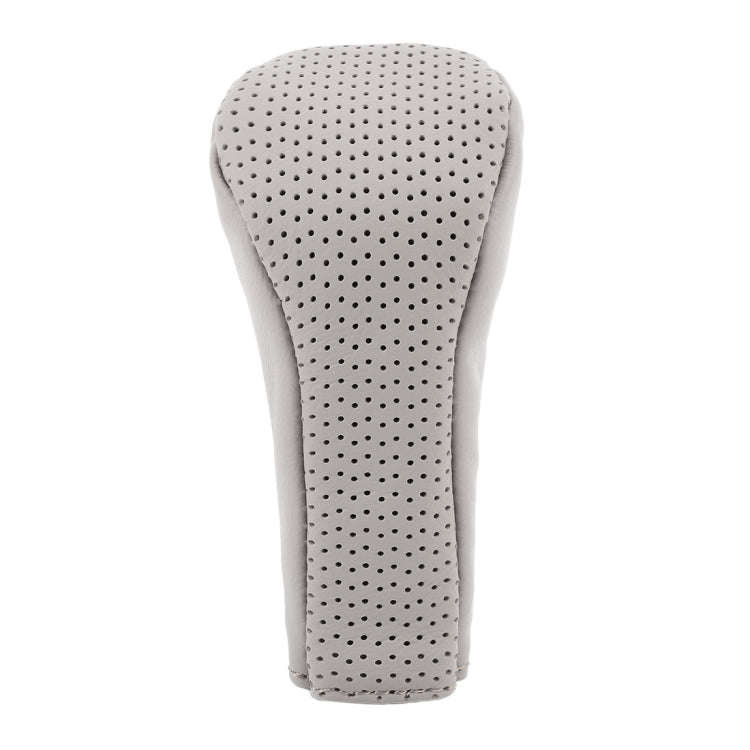 Universal Nonslip Breathable Genuine Leather Car Gear Shift Knob Cover(Grey)