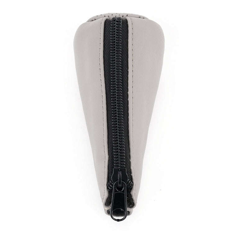 Universal Nonslip Breathable Genuine Leather Car Gear Shift Knob Cover(Grey)