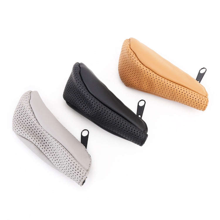 Universal Nonslip Breathable Genuine Leather Car Gear Shift Knob Cover(Grey)