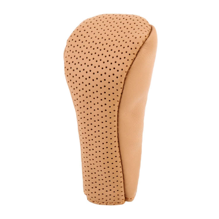 Universal Nonslip Breathable Genuine Leather Car Gear Shift Knob Cover(Brown)