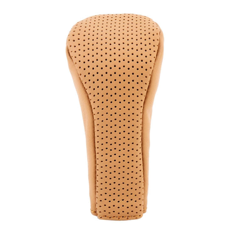 Universal Nonslip Breathable Genuine Leather Car Gear Shift Knob Cover(Brown)