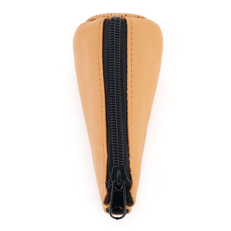 Universal Nonslip Breathable Genuine Leather Car Gear Shift Knob Cover(Brown)