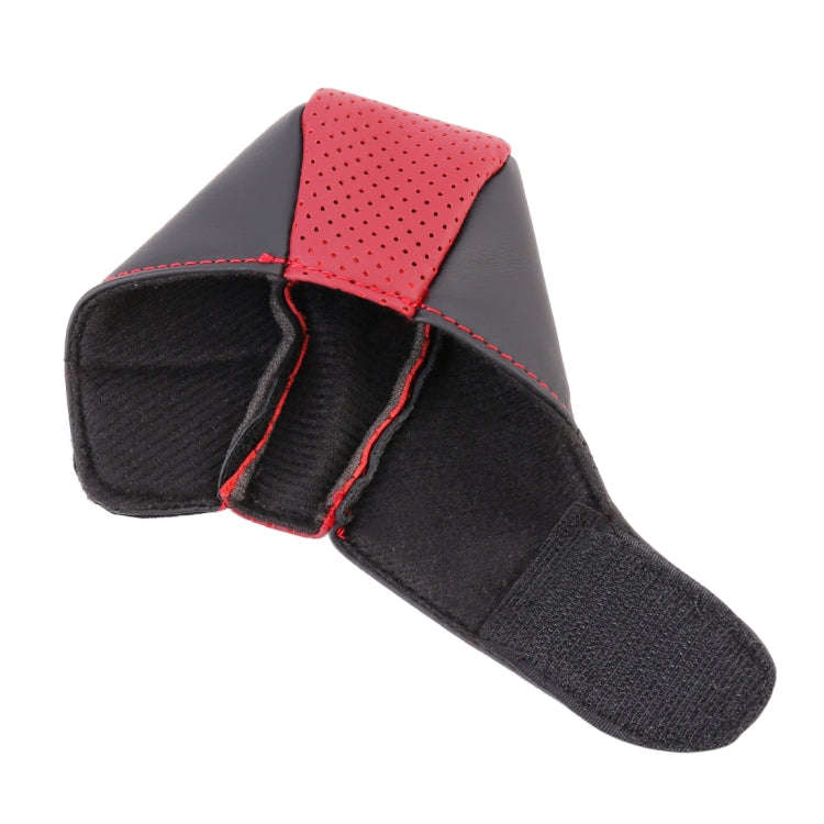 Universal Nonslip Breathable Genuine Leather Car Gear Shift Knob Cover(Black Red)