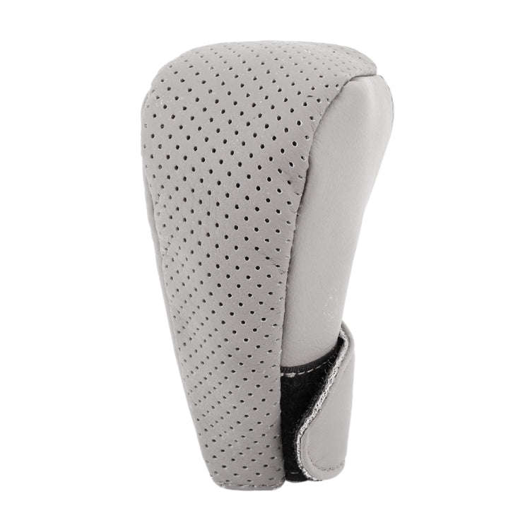 Universal Nonslip Breathable Genuine Leather Car Gear Shift Knob Cover(Grey)