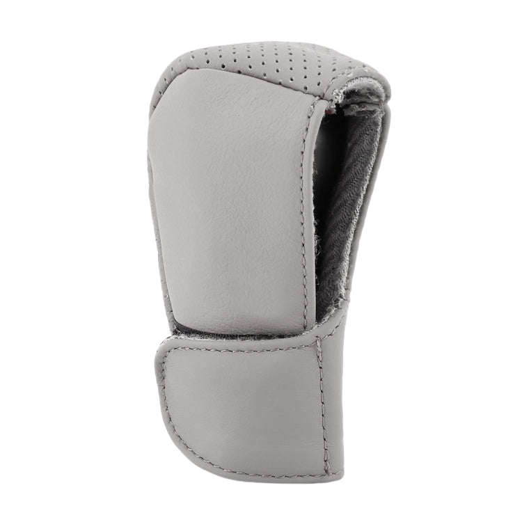 Universal Nonslip Breathable Genuine Leather Car Gear Shift Knob Cover(Grey)