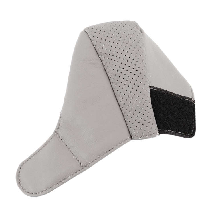 Universal Nonslip Breathable Genuine Leather Car Gear Shift Knob Cover(Grey)