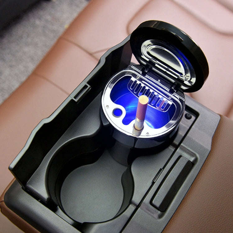 Multi-function Portable Creative LED Car Cigarette Ash Tray Ashtray with Clock(Gold)