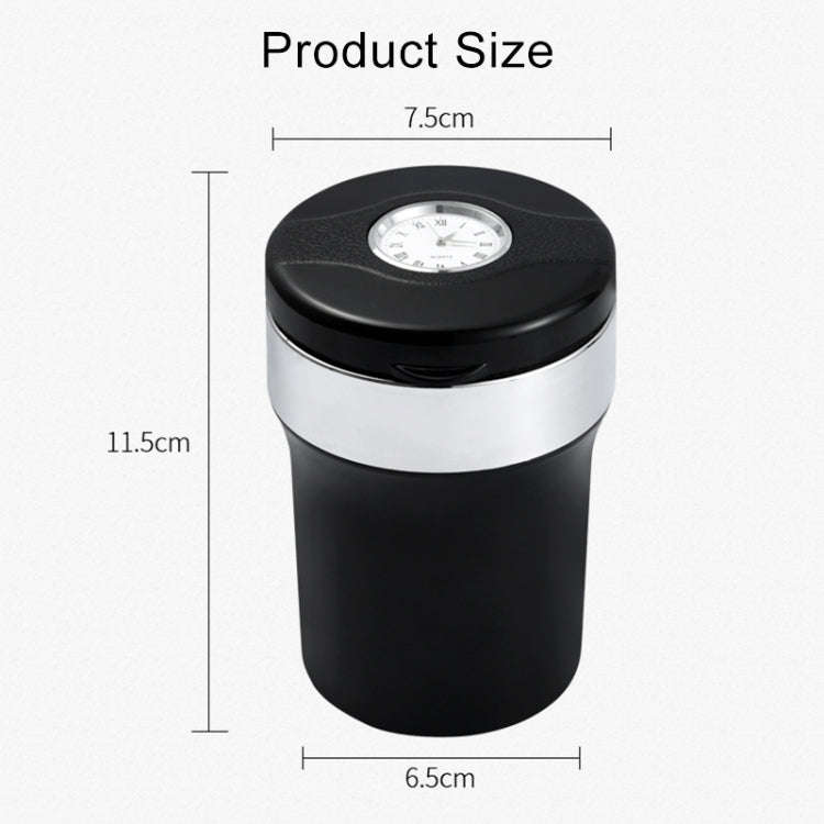 Multi-function Portable Creative LED Car Cigarette Ash Tray Ashtray with Clock(Gold)