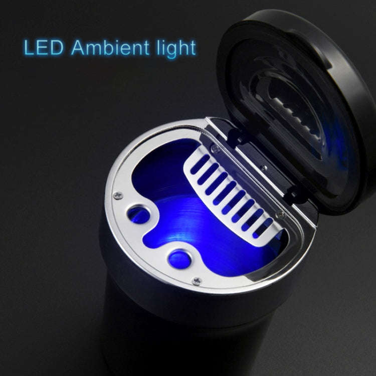 Multi-function Portable Creative LED Car Cigarette Ash Tray Ashtray with Clock(Gold)