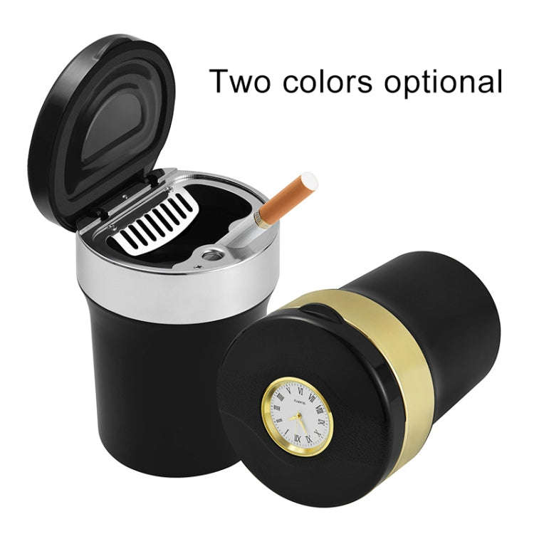 Multi-function Portable Creative LED Car Cigarette Ash Tray Ashtray with Clock(Gold)