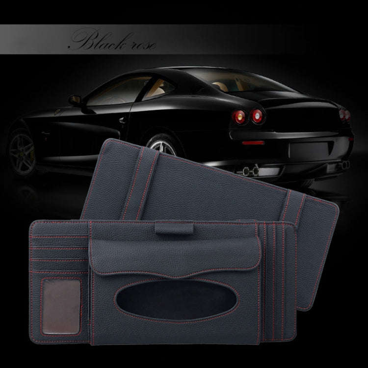 DERANFU 3 In 1 Lichee Texture Multi-function Car Hang Type Leather Towel Box with Card Slot & CD ...