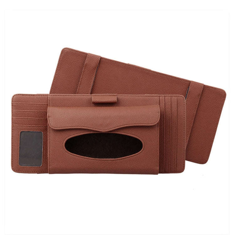 DERANFU 3 In 1 Lichee Texture Multi-function Car Hang Type Leather Towel Box with Card Slot & CD ...