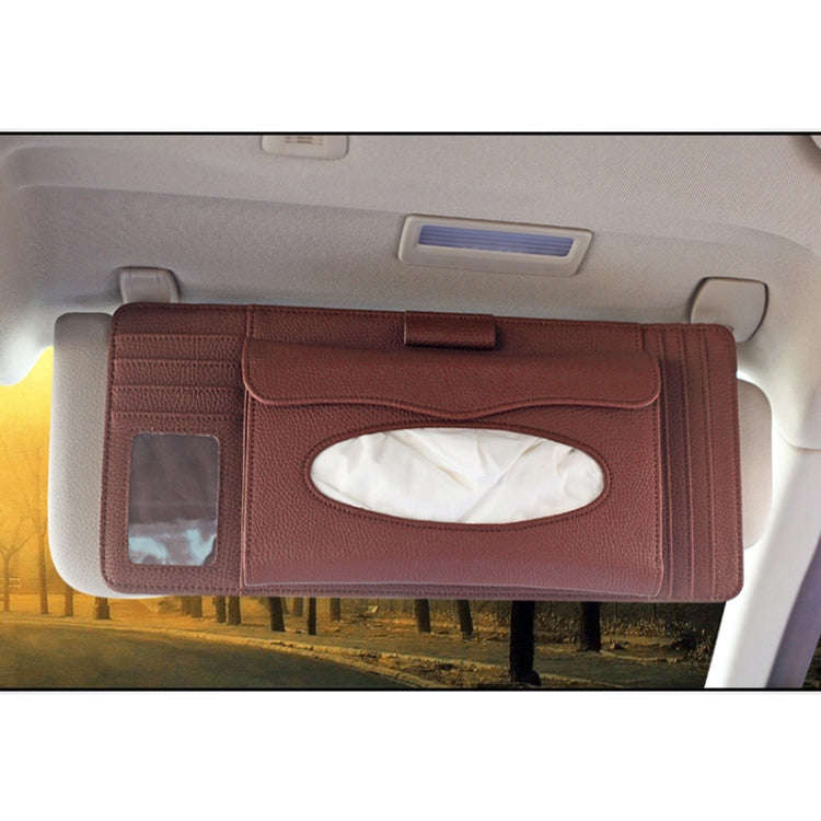 DERANFU 3 In 1 Lichee Texture Multi-function Car Hang Type Leather Towel Box with Card Slot & CD ...
