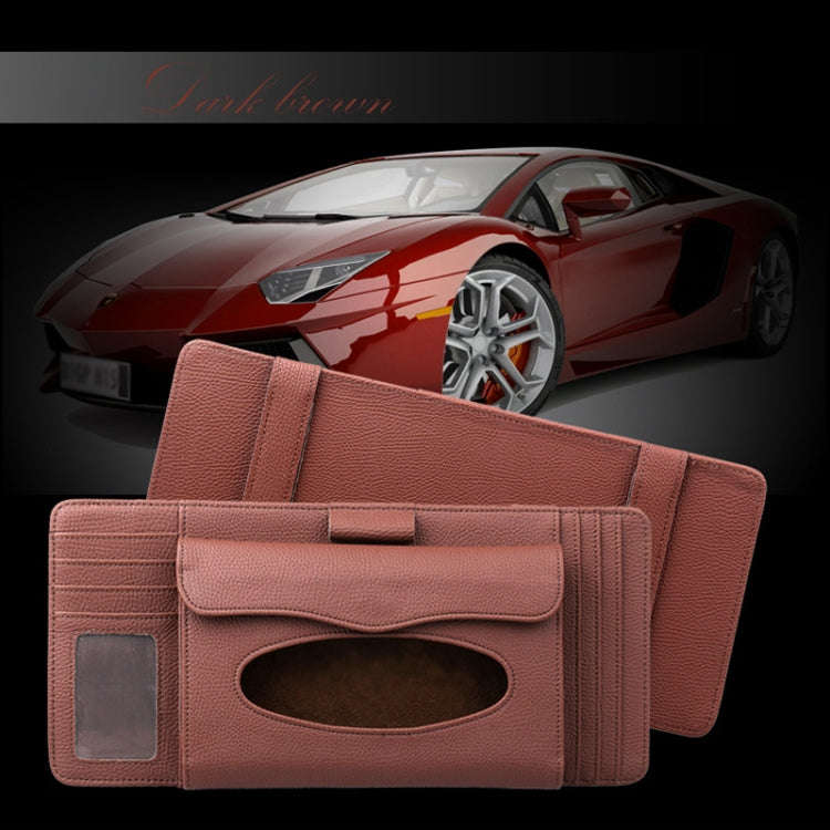DERANFU 3 In 1 Lichee Texture Multi-function Car Hang Type Leather Towel Box with Card Slot & CD ...