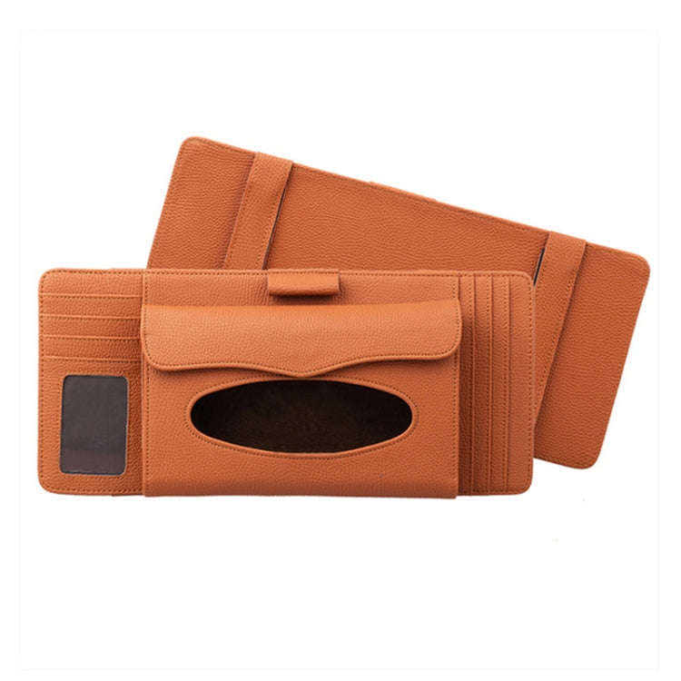 DERANFU 3 In 1 Lichee Texture Multi-function Car Hang Type Leather Towel Box with Card Slot & CD ...