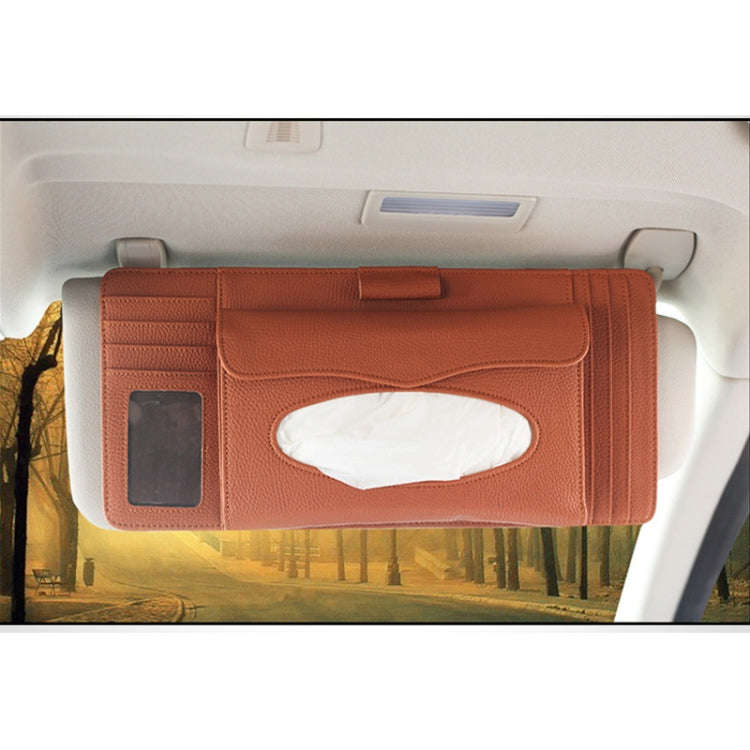 DERANFU 3 In 1 Lichee Texture Multi-function Car Hang Type Leather Towel Box with Card Slot & CD ...