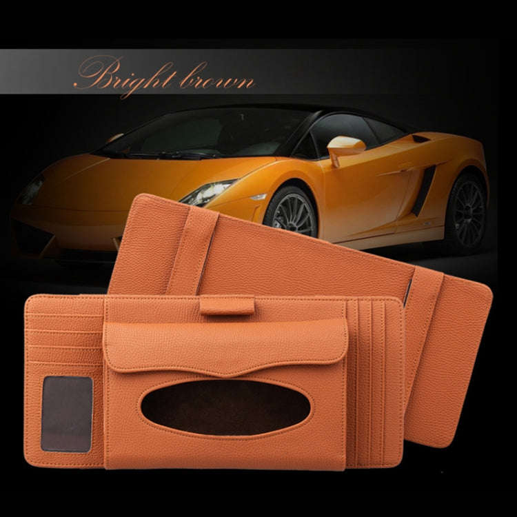 DERANFU 3 In 1 Lichee Texture Multi-function Car Hang Type Leather Towel Box with Card Slot & CD ...